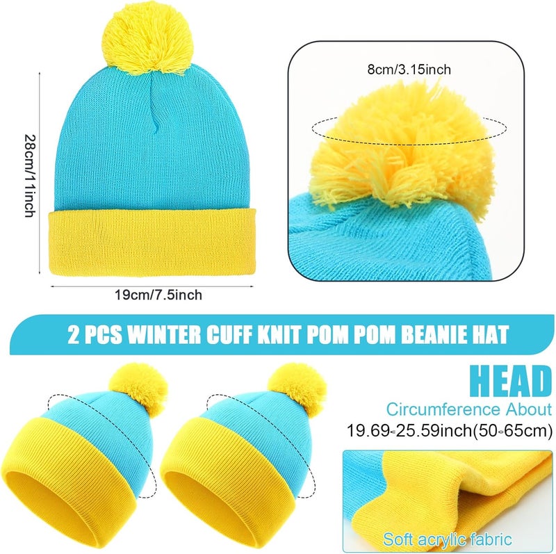 Shinymoon 2 Sets Halloween Knit Pom Beanie Hat and Gloves Set Winter Character Cosplay Headwear Knitted Pompom Cuff - Image 2